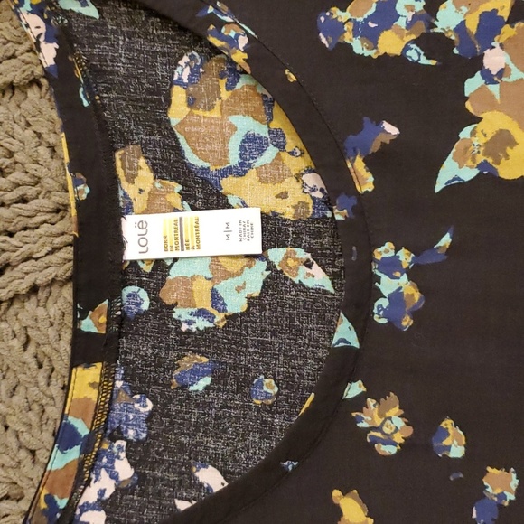 Lolë Top Black Multicolor Floral Print M - Picture 4 of 8